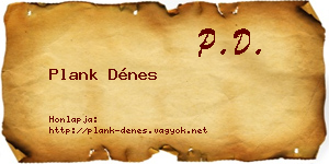 Plank Dénes névjegykártya